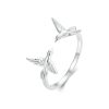 S925 Sterling Silver Platinum Plated Bird Opening Adjustable Ring