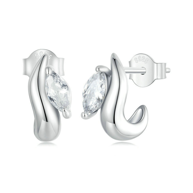 S925 Sterling Silver Zircon Marquise Women Earrings