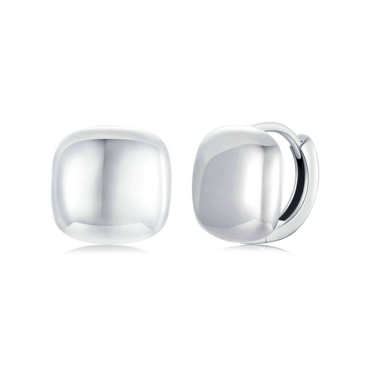 S925 Sterling Silver Platinum Plated Square Earrings