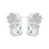 S925 Sterling Silver Platinum Plated Zircon Flower Earrings