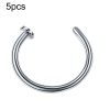 5pcs Stainless Steel Nose Ring Without Hole C-Shape Nose Staple Lip Band Earrings