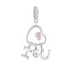 S925 Sterling Silver Platinum-Plated Valentine Day Letter Love Couple Pendant