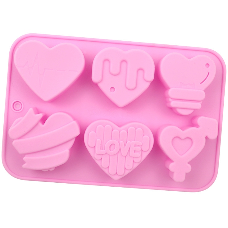 6 Grids Heart Shape Silicone Cake Model DIY Baking Handmade Soap Model