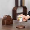 6pcs /Set Walnut Coaster Wooden Tea Ceremony Tray Coffee Cup Solid Wood Insulation Pad