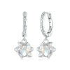S925 Sterling Silver Platinum-plated Lotus Earrings