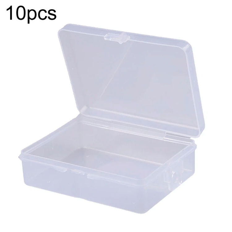 10pcs Rectangle Plastic Transparent Storage Box With Lid Dustproof Earring Ring Jewelry Storage Box