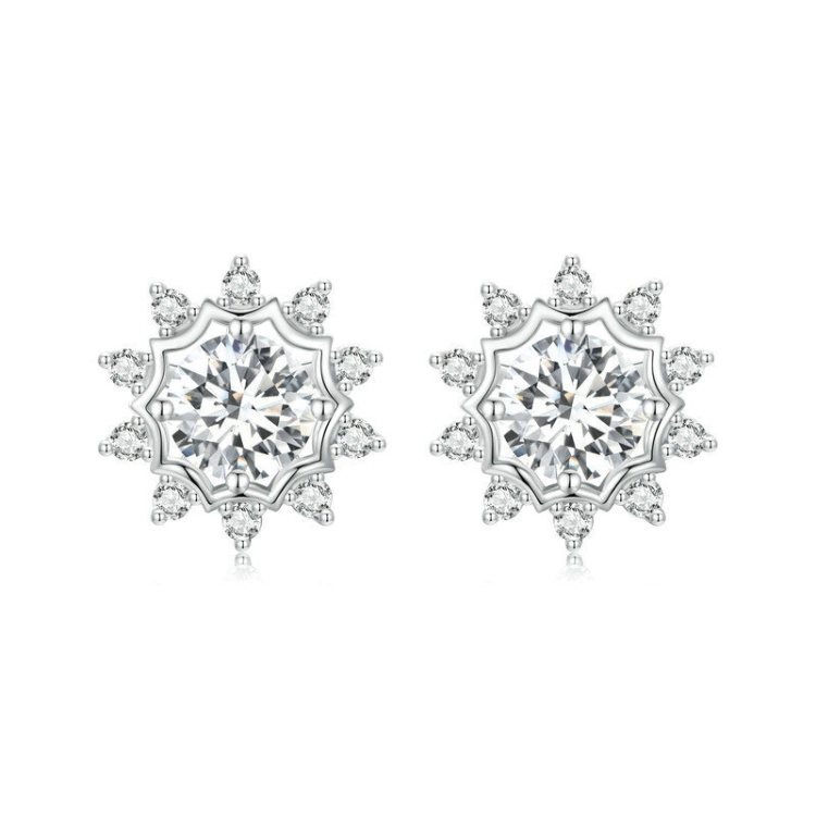 S925 Sterling Silver Plated With White Gold Shining Moissanite Earrings