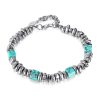 Stainless Steel Personalized Blue Turquoise Black Gallstone Bracelet
