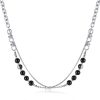 Stainless Steel Double Chain Glass Beads Necklace