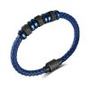 OPK PH1585 Stainless Steel Magnetic Insert Buckle Bracelet Leather Braided Bracelet