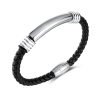 OPK PH1586 Simple Men Leather Bracelet Stainless Steel Magnetic Insert Buckle Bracelet