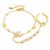 2 In 1 Simple Pearl Stainless Steel Butterfly Opening Ring Integrated Bracelet