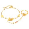 2 In 1 Stainless Steel Butterfly Bracelet Opening Ring Integrated