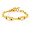 OPK GS1571 Simple Retro Pearl Chain Stainless Steel Gold Plated Bracelet