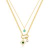 Stainless Steel Square Pendant Double Layers Necklace