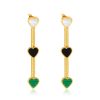1pair Vintage Stainless Steel Snakebone Chain Long Heart Tassel Earrings