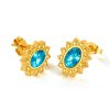OPK GE944 1pair Vintage Simple Diamond Earrings Stainless Steel Gold-Plated Earrings