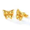 OPK GE942 1pair Vintage Temperament Stainless Steel Stereo Butterfly Earrings