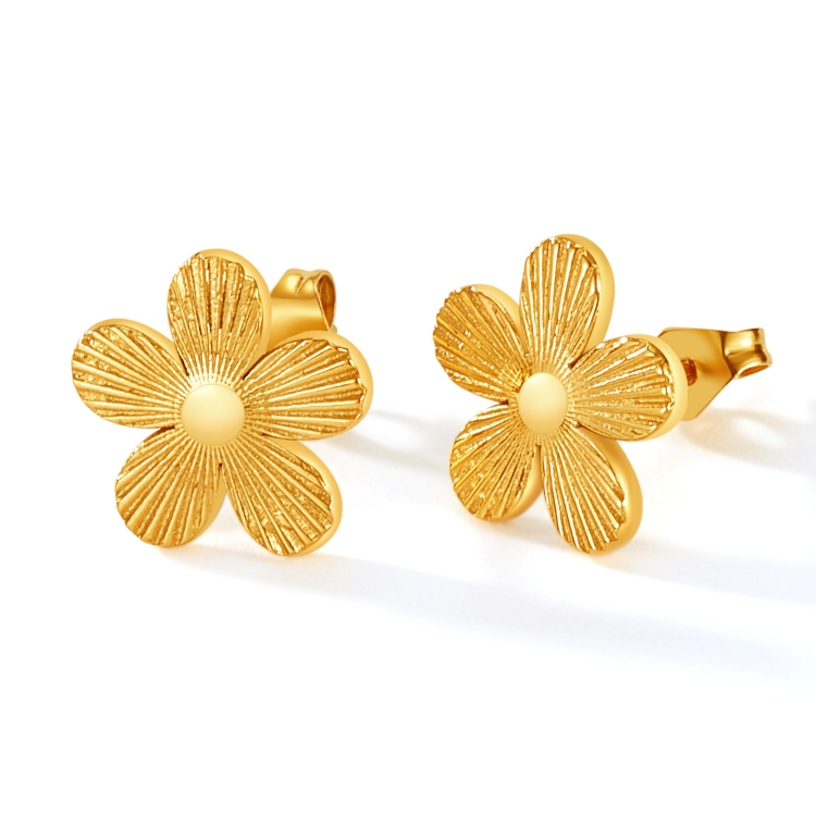 OPK GE941 1pair Vintage Stainless Steel Flower Earrings