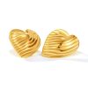1pair Simple Stainless Steel Heart Ruffled Earrings