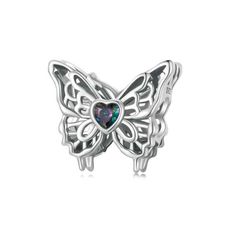 S925 Sterling Silver Oxidized Butterfly Hollow DIY Beads