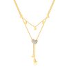 OPK GX2438 Stainless Steel Stacked Tassel Heart Pendant Necklace