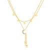 OPK GX2437 Stainless Steel Star Moon Tassel Pendant Double Layers Stacked Collarbone Chain