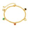 OPK GZ190 Stainless Steel Double Chain Stacking Butterfly Small Accessory Anklets