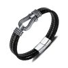Stainless Steel Horseshoe Buckle Accessories Double Braided Leather Bracelet