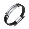 Stainless Steel Simple Glossy Double Braided Leather Bracelet