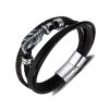 Stainless Steel Vintage Multi-Layer Braided Leather Bracelet