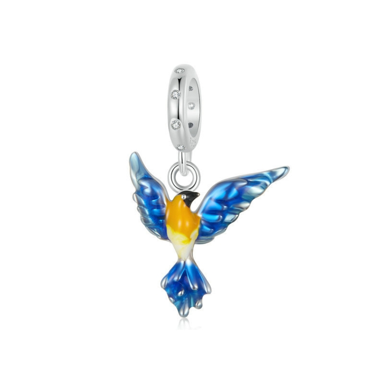 S925 Sterling Silver DIY Blue Bird Pendant