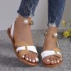 Flat Pearl Sandals Casual Women Sandals Summer Lightweight Metal Decor Women Shoes