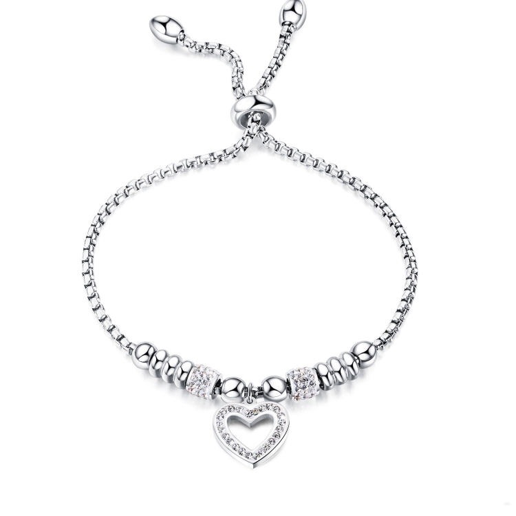 OPK 1022 Titanium Steel Heart Zirconia Bracelet