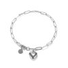 OPK 1161 Cool Style Peach Heart Round Pendant Stainless Steel Bracelet
