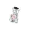 S925 Sterling Silver Platinum-plated Happy Bear Heart DIY Beads