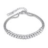 OPK GS1523 Stainless Steel Double Chain Double Row Diamonds Simple Bracelet