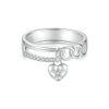 S925 Sterling Silver Platinum-plated Double-layer Chain Heart-shaped Ring