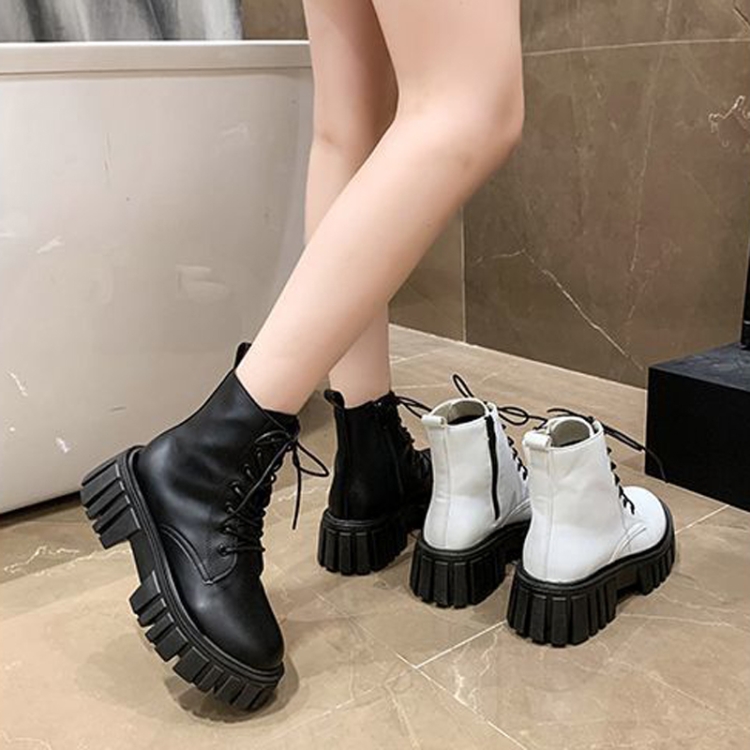 Spring Autumn Women Ankle Boots Platform Zipper Punk Thick