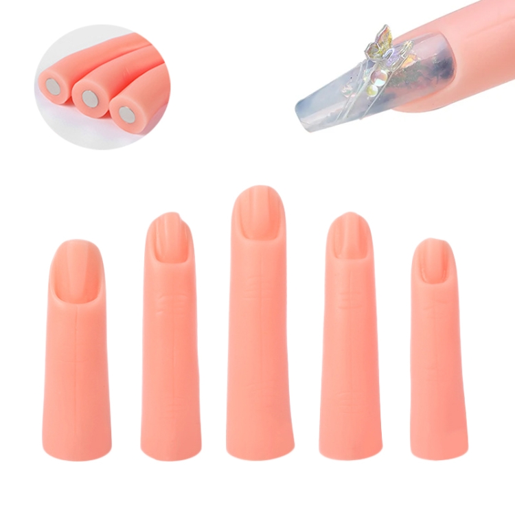 5pcs /Set Nail Art Silicone Fake Fingers Insertable Nail Piece Practice Finger Molds