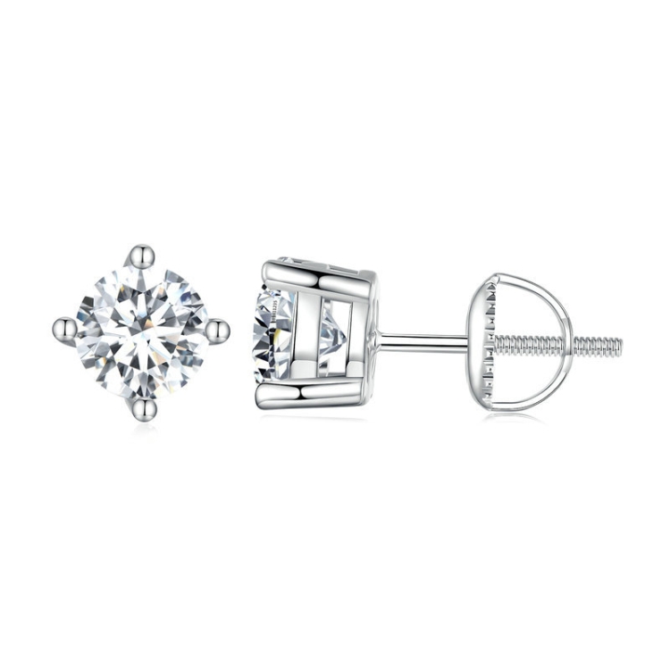 MSE003 S925 Sterling Silver Platinum-plated Four-claw Earrings