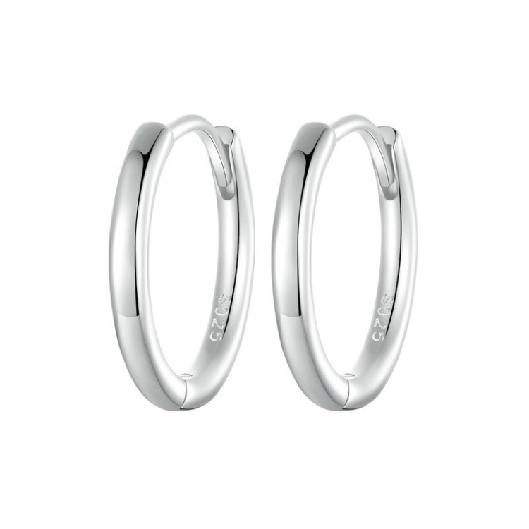 SCE1772 S925 Sterling Silver Platinum-plated Hoop Earrings
