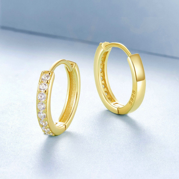 S925 Sterling Silver Gold-plated Silver Hoop Earrings Ear Ornaments