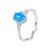 S925 Sterling Silver Ocean Blue Crown Opal Ring