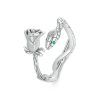 S925 Sterling Silver Platinum-plated Snake Rose Open Ring