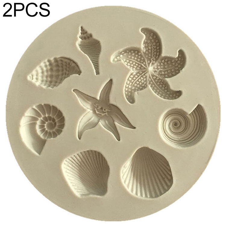 2 PCS Marine Element Mould Sea Star Conch Shell Model Silicone Cake Fondant Tool