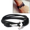Alloy Anchor Charm Multilayer Leather Friendship Bracelets
