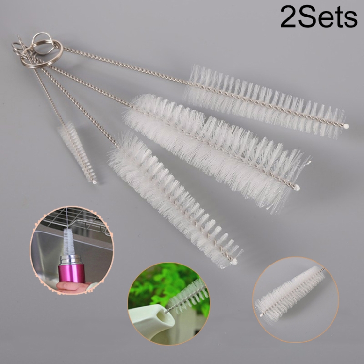 2 PCS Stainless Steel Wash Pipe Straw Brush Cleaner