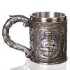 3D Viking Skull Coffee Beer Mug Skull Mug Beer Wine Drink Gift Stainless Steel Knight Decorative Cup for Men