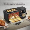Multi Function Family Electric Toaster Machine 3-in-1 Breakfast Station Coffeemaker Multi Function Toaster Oven Apply to Home Kitchen Black